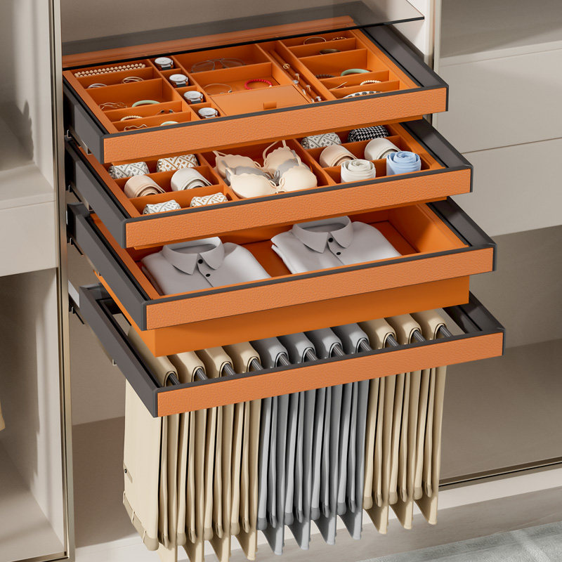 裤架衣柜内置首饰盒拉篮抽屉式皮革家用推拉伸缩裤抽滑轨五金配件,基础建材,衣柜拉篮,淘宝优惠券,粉丝福利购,淘宝优惠卷