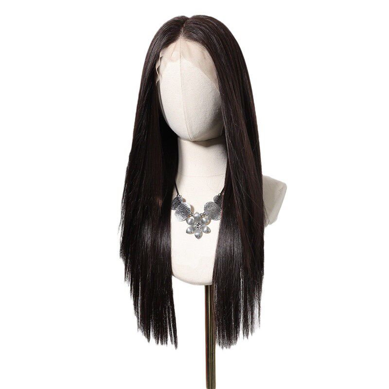 13*6 Imported Silk Black Lace Wig Womens Full Head ver Free - 实物图