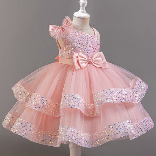 Childrens Dress Sequin Puff Mesh Cake Princess Dress Baby G