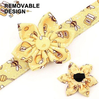 Cute Bowtie Dog Collar Light Nylon Pet Collars Bee Flower