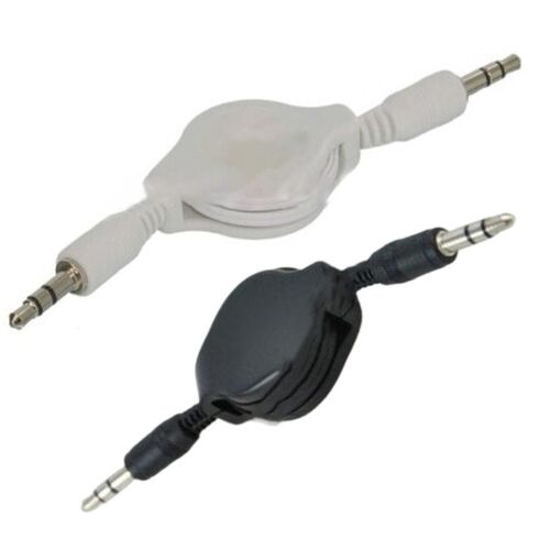 Car 3.5mm Plug Male to Aux Stereo Retractable Cable Cord Fo