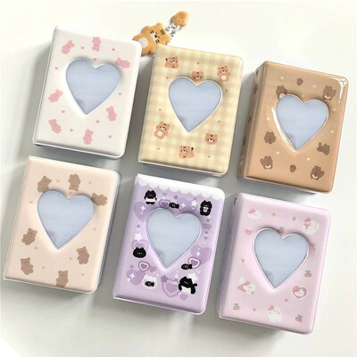 Cute Bear Photo Album 3 Inch Love Heart Hollow Picture Stora