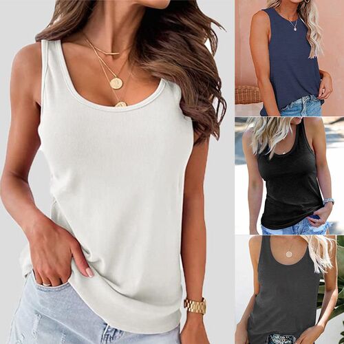 Womens Solid lor tton Crewneck Vest Womens Net Edition Sle