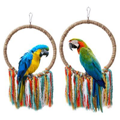 Pet Bird Parrot Toy Cotton Rope Circle Toys Chewing Bite Par