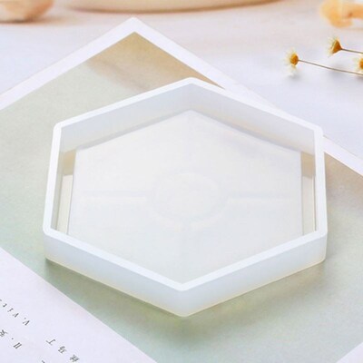 4/6Pcs Crystal Epoxy Resin Mold Hexagon Round Coaster Castin