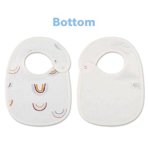 Baby Cotton Bib 2pcs Cartoon Pattern with Buckle Saliva Towe