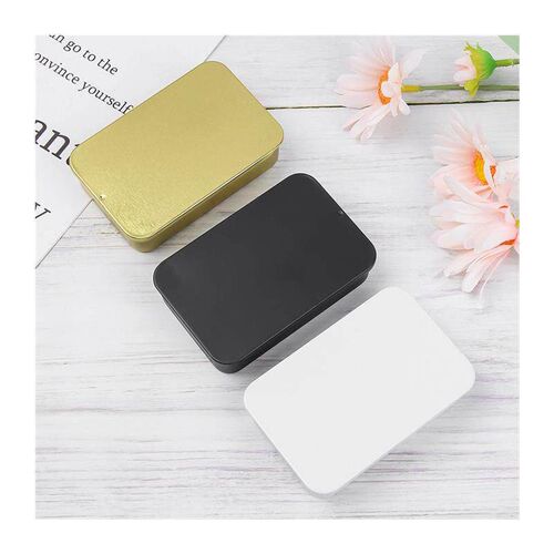 1 Pcs Metal Rectangular Empty Mini Tin Box Tinplate Push Can
