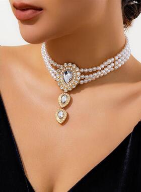 European American Fashion Jewelry Pearllike Diamondstudded G