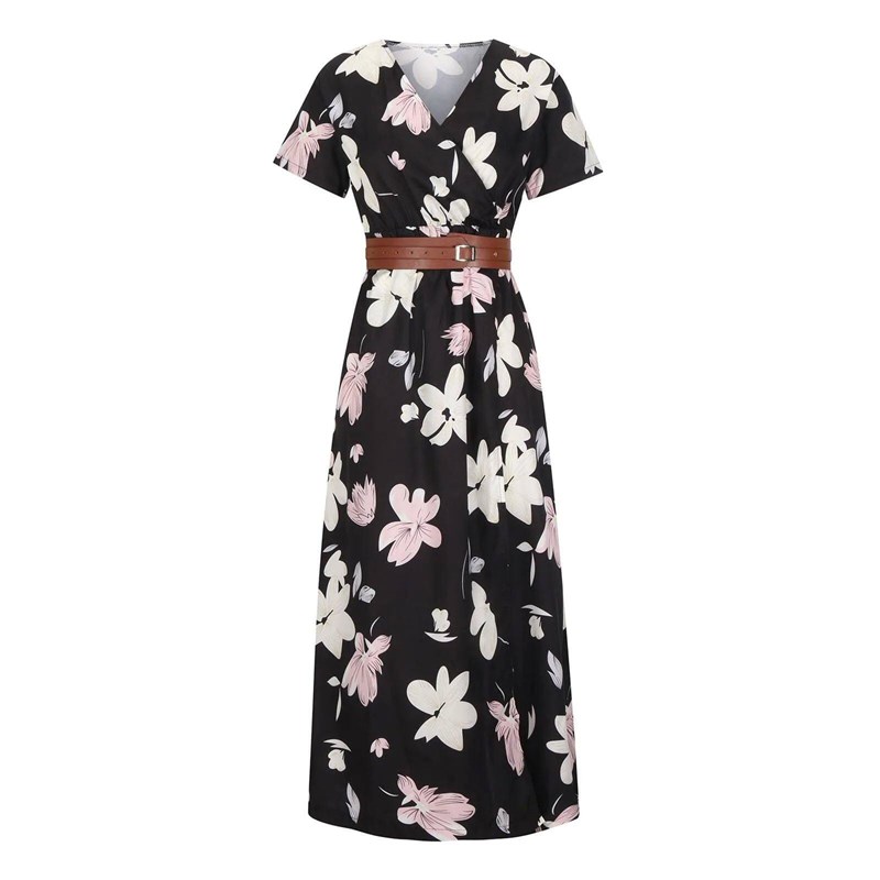 WomenS Skirts Women Short Sleeve Dress Floral Maxi Long图片