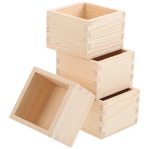 4pcs Wooden Sake Cup Japanese Tea Cups Natural Wooden Box