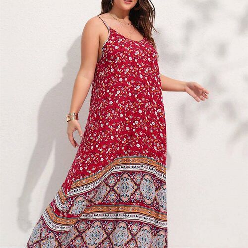 Finjani Womens Plus Size Cami Summer Backless Maxi  Floral
