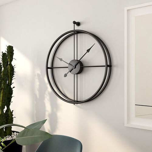 Large Vintage Metal Wall Clock Modern Design For Home Office