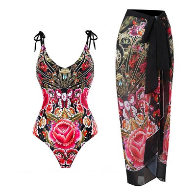 2023 Women Girls Swimwear ver Up Vintage Leopard Colorblock