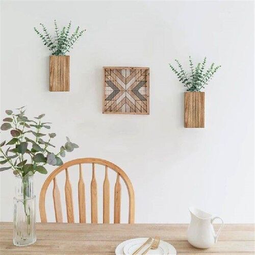 BAAG-2 PCS Wooden Wall Hanging Planter Vase With Paulownia