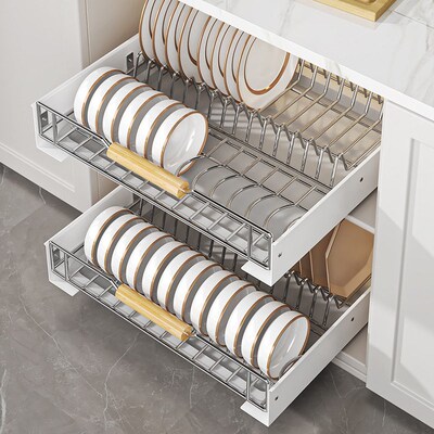 Kitchen Dish Storage Rack Cabinet Pulling Bowl Rack Pulling