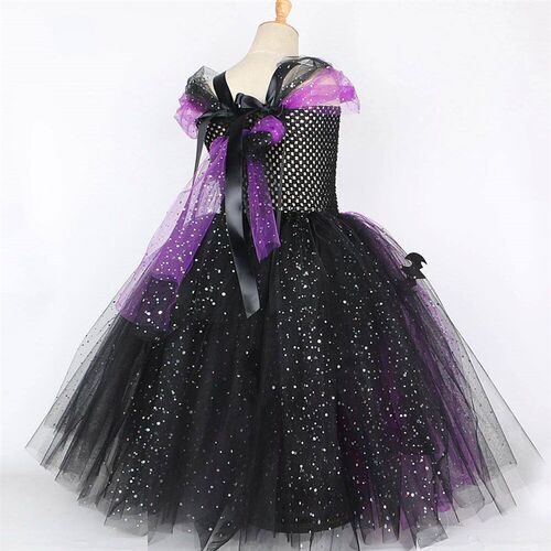 Sparkly Witch Halloween Costumes for Girls Purple Black Bat