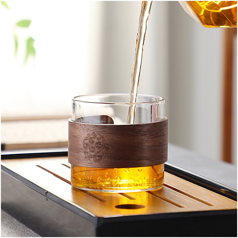 梵师木纹杯套防烫隔热功夫茶杯