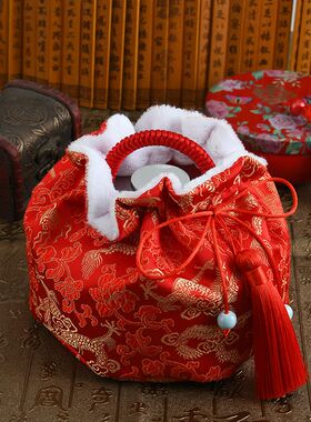 【问情】执子之手 汤婆子布套 精美棉布套烫婆子隔热套手工锦缎套