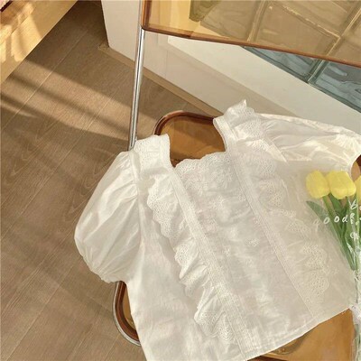 Kids Clothes Set New Summer Girls Fashion Lace Blouse Top &