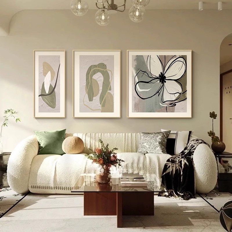 草间弥生中古风客厅装饰画新款复古法式沙发背景墙挂画三联画壁画,家居饰品,现代装饰画,淘宝优惠券,粉丝福利购,淘宝优惠卷