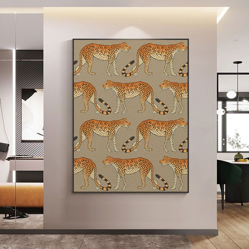 暴富法式中古风vintge客厅装饰画玄关走廊书房复古金钱豹挂画,家居饰品,现代装饰画,淘宝优惠券,粉丝福利购,淘宝优惠卷