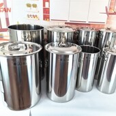 SC珍珠奶茶桶不锈钢桶长奶筒白钢汤桶带盖加厚20 25cm高45cm60