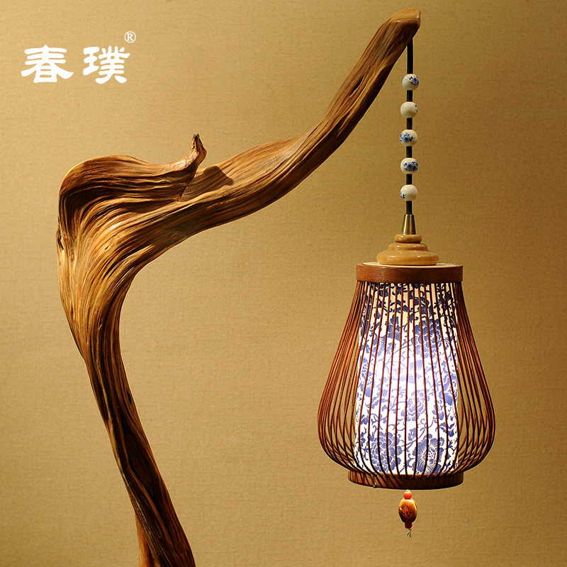 天然太行崖柏根雕摆件工艺灯原木头木雕随形落地灯仿古灯艺术台灯