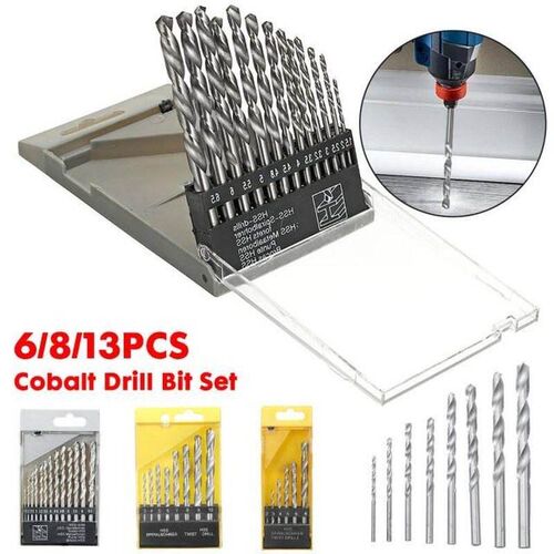HSS-Co Twist Drill Bit Set for Stainless Steel Wood Metal Dr