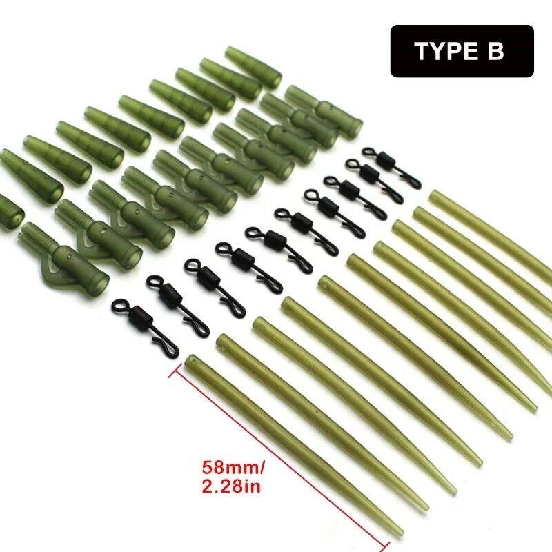 40pcs/Set Carp Fishing Safety Lead Clip Rig Tail Rubber Swiv