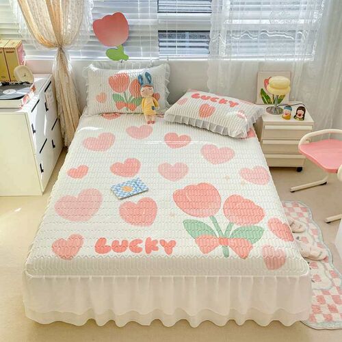 Thailand Latex Ice Silk Mat Three-Piece Set Chiffon Lace Mac