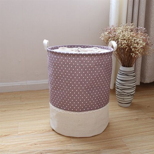 Foldable Canvas Drawstring Laundry Basket Clothes Toy Stora