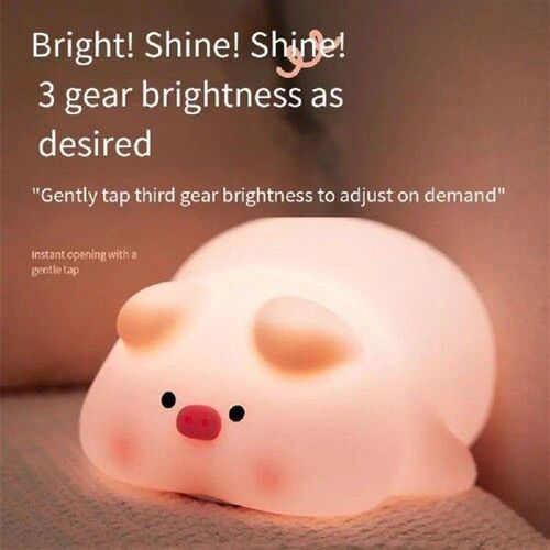 Cute Silicone Piggy Night Light LED Lying Flat Pig Pig