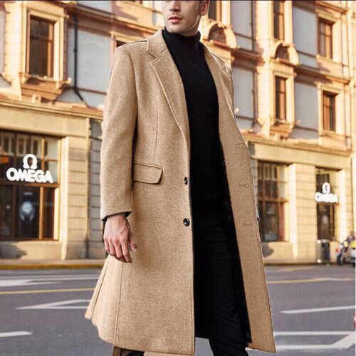 [in Stock] New Five-color British Mens Long rench Coat Wool