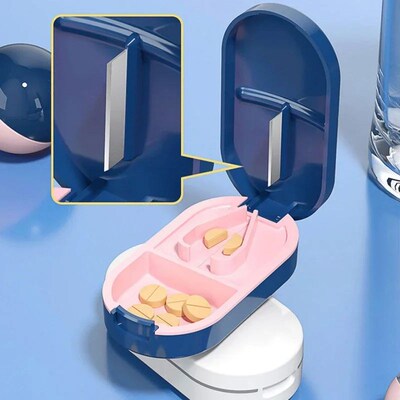 1PC Pill Cutter Box Portable Drug Box Tablet Cutter Splitter