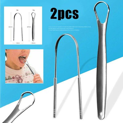 1/2pcs U Type Tongue Scraper Stainless Steel Oral Tongue Cle