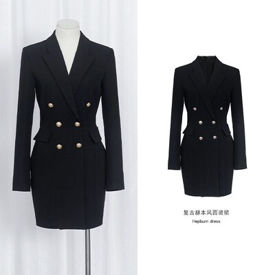 [] Ni Ni black ress new French retro Hepburn style slim fash