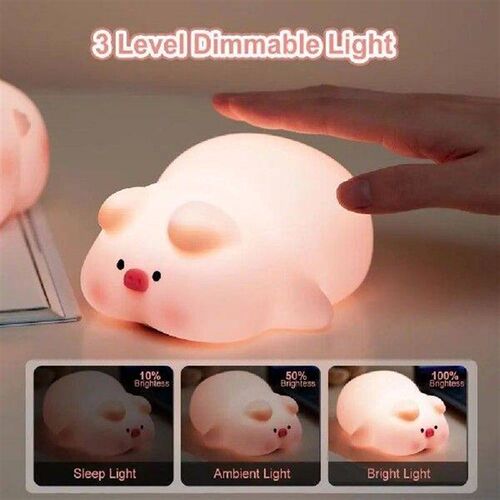 Cute Silicone Piggy Night Light LED Lying Flat Pig Pig