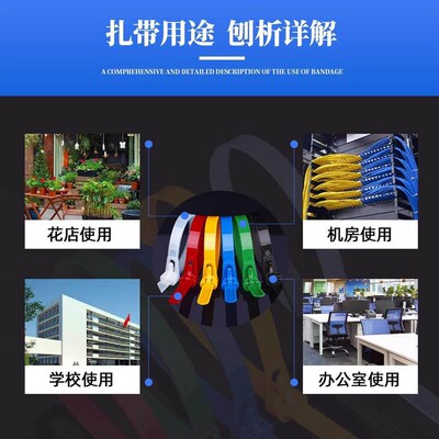 Reusable Adjustable Nylon Cable Ties, Removable Colorful Pla