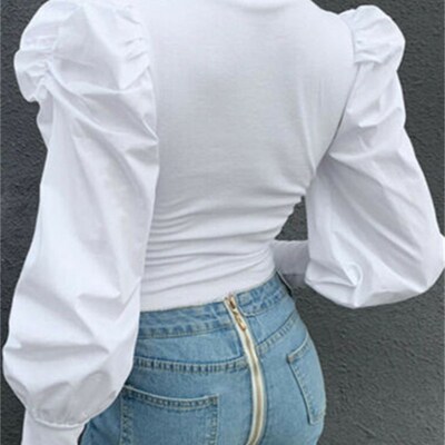 Hirigin OL Women Ladies Long Puff Sleeve Blouse Spring Fall