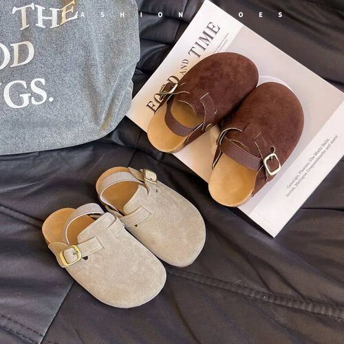 2024 New Girl Boy One Step Flat Bottom Baotou Half Slippers