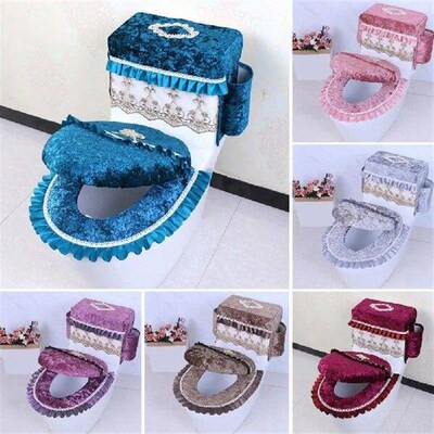 Soft Fabric Toilet Cover Luxurious Flannel Toilet Tank