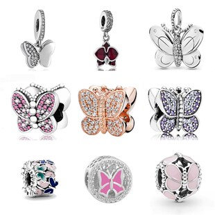 Neastamor New Sparkling Butterflies Charms Beads Fit Origina