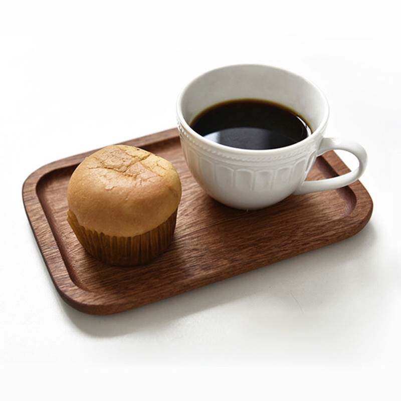4 Shapes Wooden Serving Trays Wooden Plate Storage Tray Tea - 实物图
