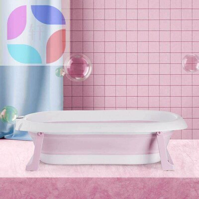 Baby Bathtub Foldable Infant Bath Tub Newborn with Cushion