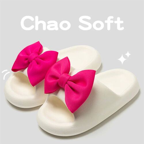 Womens Slippers Cute Bow Tie Indoor Outdoor Thick Soft