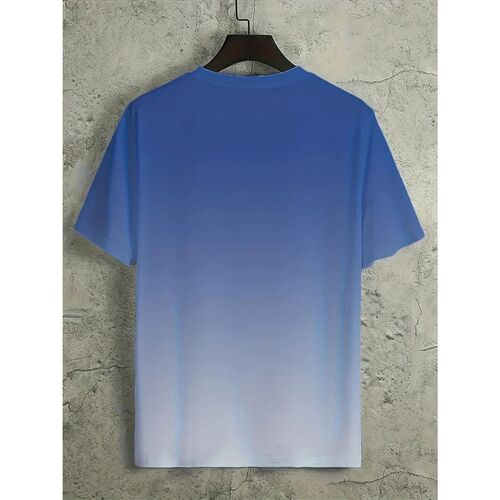 Mens Gradient Color Pattern TShirt Casual BreathO-Neck Shor