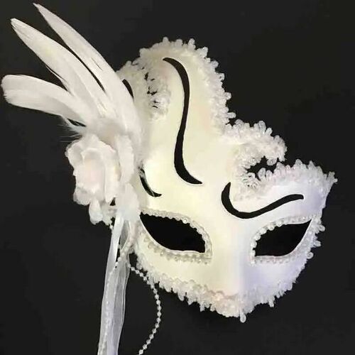 Halloween Masquerade Mask Princess Feather Lace Flowers Fun