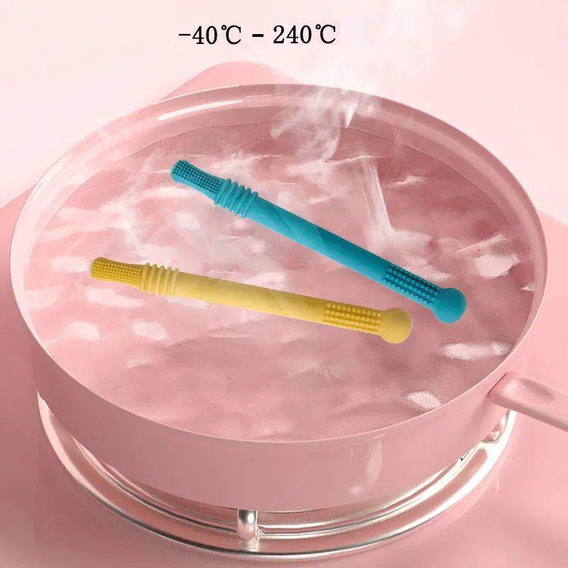 Baby Chewable Safe Toy Silicone Molar Straw Baby Teether Bab