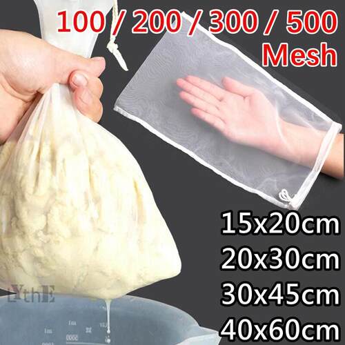 100/200/300/500 Mesh Nylon Filter Nut Milk Bag Net Yogurt Te