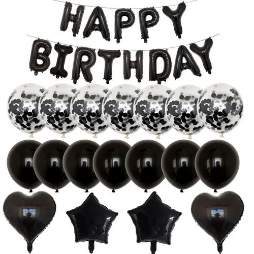31PCS/PA Black Latex Balloon Set for Party with Colorful Pap
